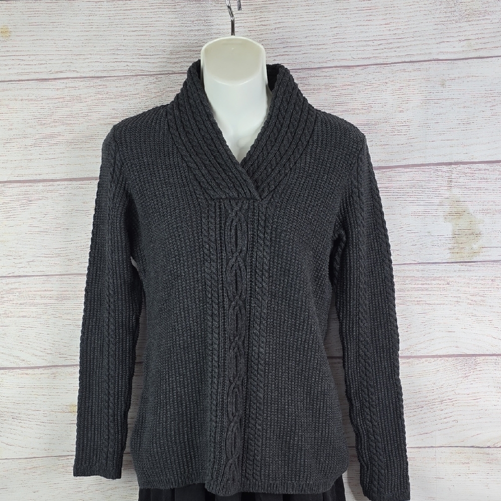 Nautica Knit Dark Gray Sweatee Sz Med